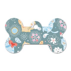Cute Cat Background Pattern Dog Tag Bone (two Sides)