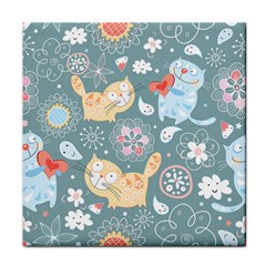 Cute Cat Background Pattern Face Towel by Ket1n9