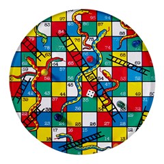 Snakes And Ladders Round Glass Fridge Magnet (4 Pack) by Ket1n9