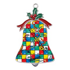 Snakes And Ladders Metal Holly Leaf Bell Ornament by Ket1n9