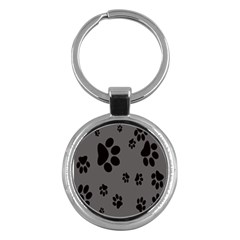 Dog-foodprint Paw Prints Seamless Background And Pattern Key Chain (round) by Ket1n9