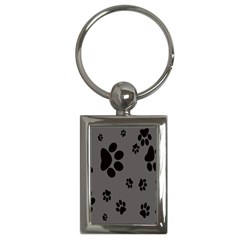 Dog-foodprint Paw Prints Seamless Background And Pattern Key Chain (rectangle) by Ket1n9