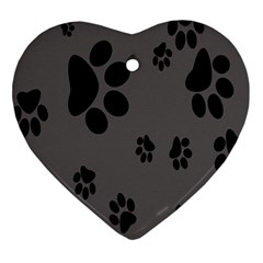 Dog-foodprint Paw Prints Seamless Background And Pattern Heart Ornament (two Sides) by Ket1n9