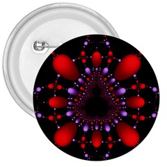 Fractal Red Violet Symmetric Spheres On Black 3  Buttons by Ket1n9