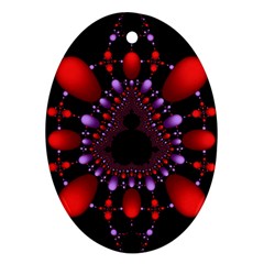 Fractal Red Violet Symmetric Spheres On Black Ornament (oval) by Ket1n9