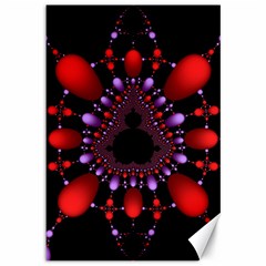 Fractal Red Violet Symmetric Spheres On Black Canvas 12  x 18 