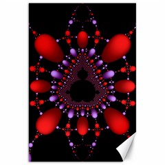 Fractal Red Violet Symmetric Spheres On Black Canvas 20  X 30  by Ket1n9