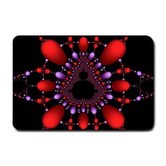 Fractal Red Violet Symmetric Spheres On Black Small Doormat