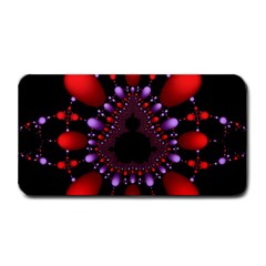 Fractal Red Violet Symmetric Spheres On Black Medium Bar Mat