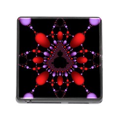 Fractal Red Violet Symmetric Spheres On Black Memory Card Reader (Square 5 Slot)