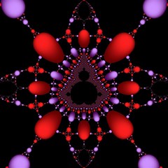 Fractal Red Violet Symmetric Spheres On Black Play Mat (Square)