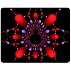 Fractal Red Violet Symmetric Spheres On Black Two Sides Fleece Blanket (medium) by Ket1n9