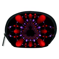 Fractal Red Violet Symmetric Spheres On Black Accessory Pouch (Medium)