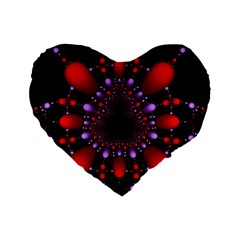 Fractal Red Violet Symmetric Spheres On Black Standard 16  Premium Flano Heart Shape Cushions by Ket1n9