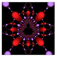 Fractal Red Violet Symmetric Spheres On Black Square Satin Scarf (36  x 36 )