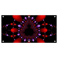 Fractal Red Violet Symmetric Spheres On Black Banner and Sign 4  x 2 