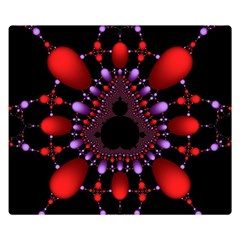 Fractal Red Violet Symmetric Spheres On Black Premium Plush Fleece Blanket (Small)