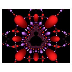 Fractal Red Violet Symmetric Spheres On Black Premium Plush Fleece Blanket (medium)