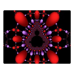 Fractal Red Violet Symmetric Spheres On Black Premium Plush Fleece Blanket (Large)