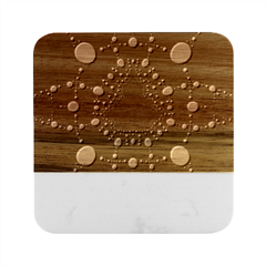 Fractal Red Violet Symmetric Spheres On Black Marble Wood Coaster (Square)