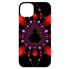 Fractal Red Violet Symmetric Spheres On Black iPhone 14 Plus Black UV Print Case