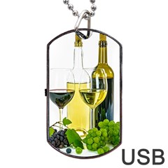 White-wine-red-wine-the-bottle Dog Tag Usb Flash (one Side) by Ket1n9