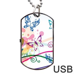 Butterfly Vector Art Dog Tag Usb Flash (two Sides) by Ket1n9