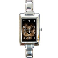 African-lion-mane-close-eyes Rectangle Italian Charm Watch by Ket1n9