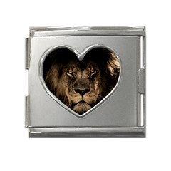 African-lion-mane-close-eyes Mega Link Heart Italian Charm (18mm) by Ket1n9