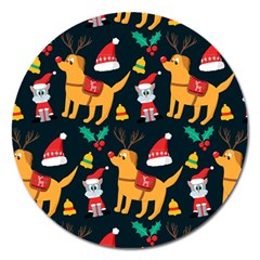 Funny Christmas Pattern Background Magnet 5  (round) by Ket1n9
