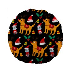 Funny Christmas Pattern Background Standard 15  Premium Flano Round Cushions by Ket1n9