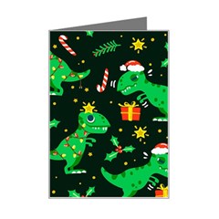 Christmas Funny Pattern Dinosaurs Mini Greeting Card by Ket1n9