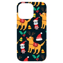 Funny Christmas Pattern Background Iphone 14 Pro Max Black Uv Print Case by Ket1n9