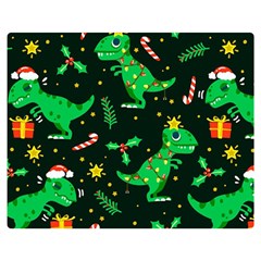 Christmas Funny Pattern Dinosaurs Two Sides Premium Plush Fleece Blanket (medium) by Ket1n9