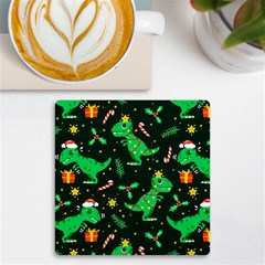 Christmas Funny Pattern Dinosaurs Uv Print Square Tile Coaster  by Ket1n9