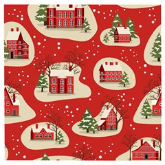 Christmas New Year Seamless Pattern Wooden Puzzle Square by Ket1n9