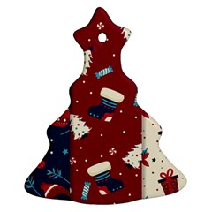 Flat Design Christmas Pattern Collection Art Christmas Tree Ornament (two Sides) by Ket1n9