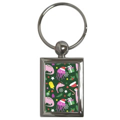 Dinosaur Colorful Funny Christmas Pattern Key Chain (rectangle) by Ket1n9