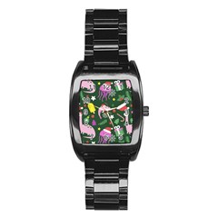 Dinosaur Colorful Funny Christmas Pattern Stainless Steel Barrel Watch by Ket1n9