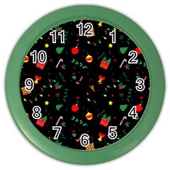 Christmas Pattern Texture Colorful Wallpaper Color Wall Clock by Ket1n9