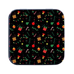 Christmas Pattern Texture Colorful Wallpaper Square Metal Box (black)