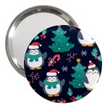 Colorful Funny Christmas Pattern 3  Handbag Mirrors Front