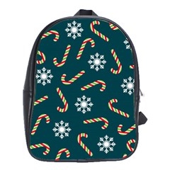 Christmas Seamless Pattern With Candies Snowflakes School Bag (large) by Ket1n9