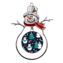 Colorful Funny Christmas Pattern Metal Snowman Ornament