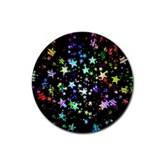 Christmas Star Gloss Lights Light Rubber Round Coaster (4 Pack) by Ket1n9