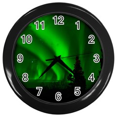 Aurora-borealis-northern-lights- Wall Clock (black) by Ket1n9