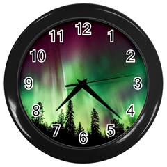 Aurora-borealis-northern-lights Wall Clock (Black)