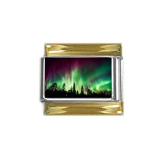 Aurora-borealis-northern-lights Gold Trim Italian Charm (9mm)