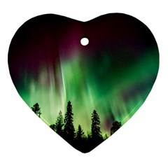 Aurora-borealis-northern-lights Heart Ornament (two Sides) by Ket1n9