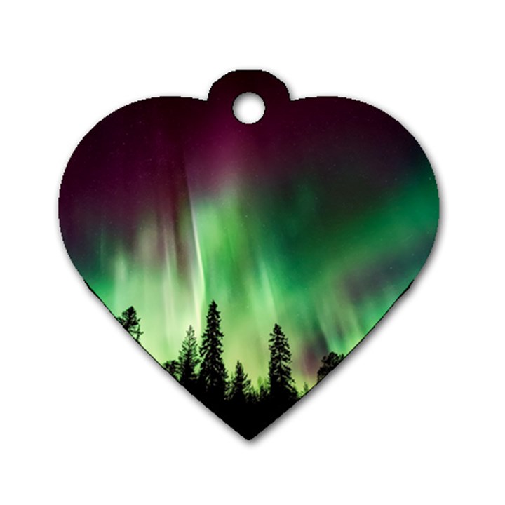 Aurora-borealis-northern-lights Dog Tag Heart (One Side)